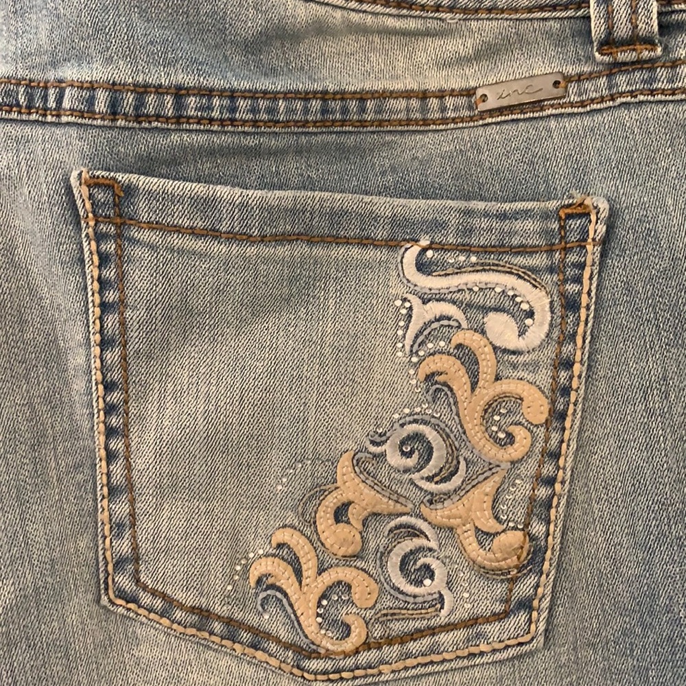 Inc crop curvy fit embroidered jeans